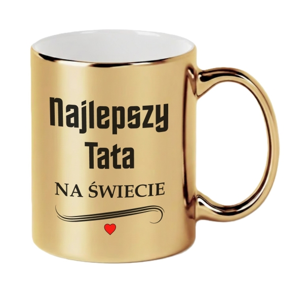 Prezent dla Taty Kubek Złoty Najlepszy Tata na Świecie - Upominek na Dzień Taty Mega Prezencik