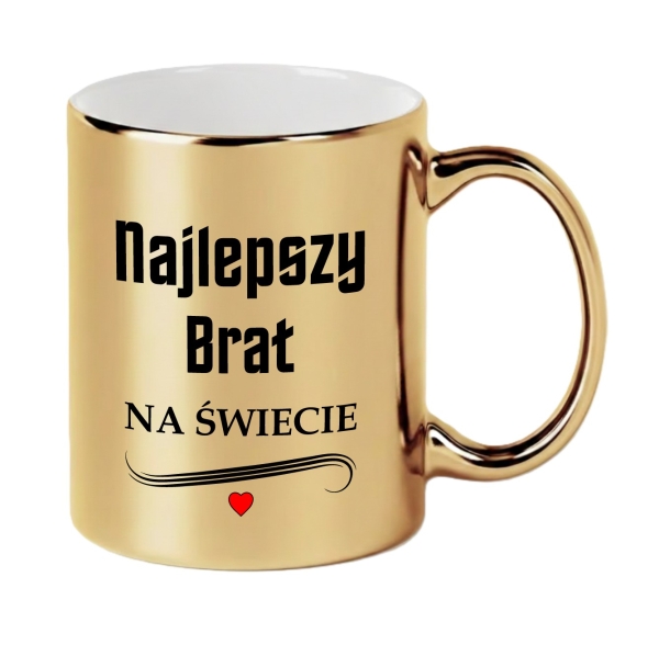 Kubek Złoty dla Brata Najlepszy Brat na Świecie Prezent Urodziny Imieniny Mega Prezencik