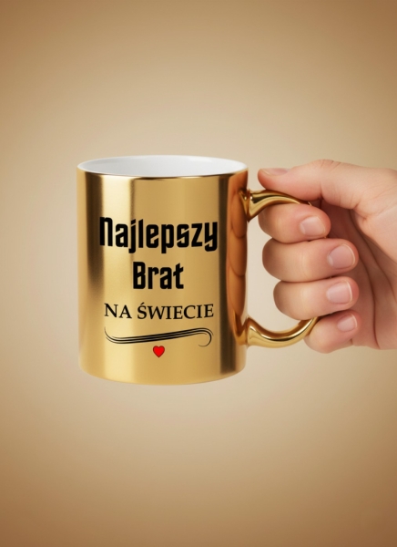 Kubek Złoty dla Brata Najlepszy Brat na Świecie Prezent Urodziny Imieniny Mega Prezencik