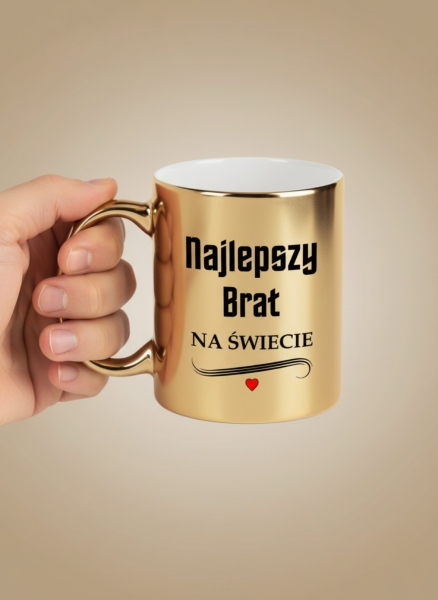 Kubek Złoty dla Brata Najlepszy Brat na Świecie Prezent Urodziny Imieniny Mega Prezencik
