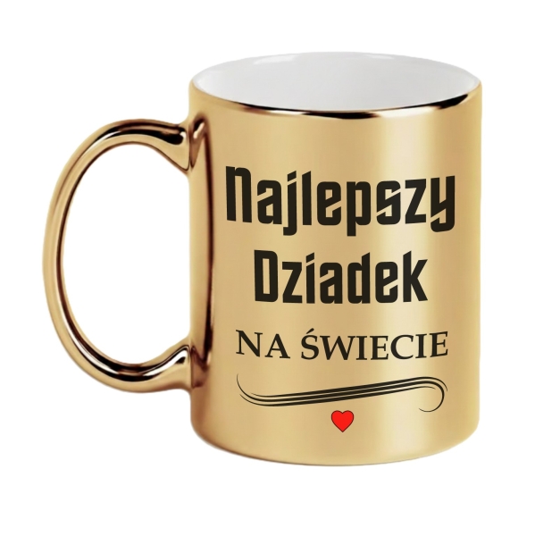 Złoty Kubek Najlepszy Dziadek na Świecie Prezent na Dzień Dziadka Elegancki Mega Prezencik