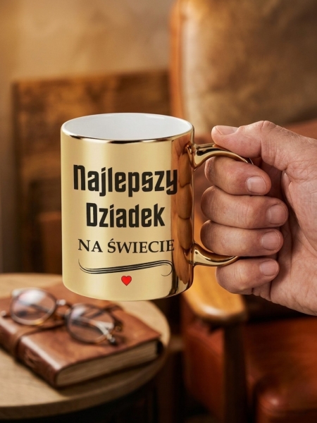 Złoty Kubek Najlepszy Dziadek na Świecie Prezent na Dzień Dziadka Elegancki Mega Prezencik