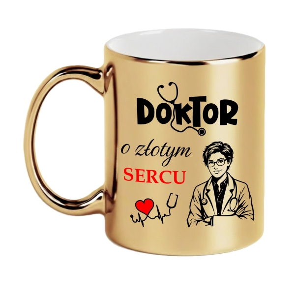 Złoty Kubek dla Lekarza Doktor o Złotym Sercu Prezent dla Doktora Podziękowanie Mega Prezencik