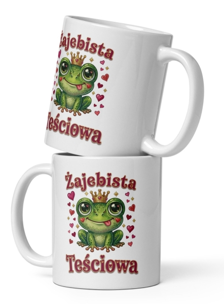 Prezent dla Teściowej, Kubek "Żajebista Teściowa" z Uroczą Żabką i Sercami Mega Prezencik