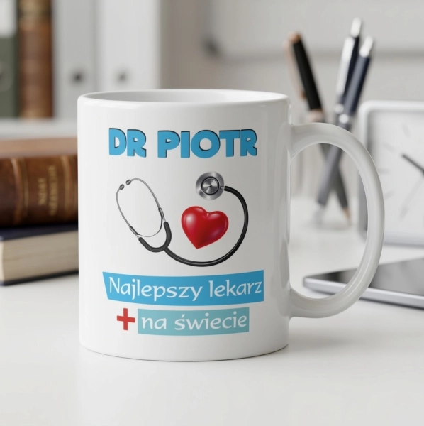 Kubek dla Lekarza z Imieniem Prezent dla Doktora Najlepszy Lekarz na Świecie Mega Prezencik