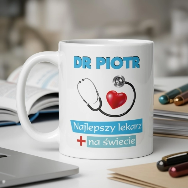 Kubek dla Lekarza z Imieniem Prezent dla Doktora Najlepszy Lekarz na Świecie Mega Prezencik
