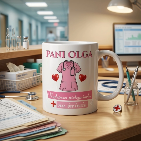 Kubek dla Pielęgniarki Prezent Najlepsza na Świecie Podziękowanie Mega Prezencik