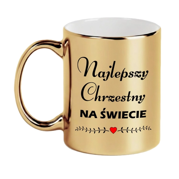 Kubek Złoty Prezent dla Ojca Chrzestnego Najlepszy Chrzestny na Świecie 330ml Mega Prezencik