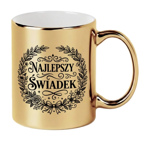 Kubek Złoty dla Świadka Prezent Podziękowanie Ślub Elegancki Najlepszy Świadek
