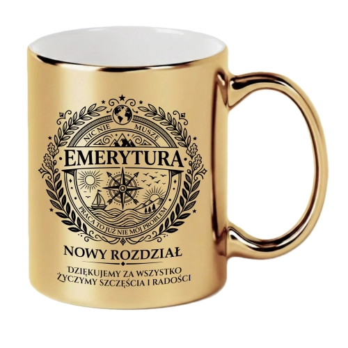 Złoty Kubek na Emeryturę Prezent dla Emeryta Emerytki Pożegnanie z Pracy