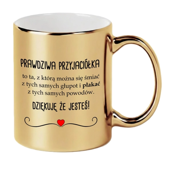 Kubek Złoty dla Przyjaciółki Personalizowany Imię Prezent na Urodziny Święta Mega Prezencik