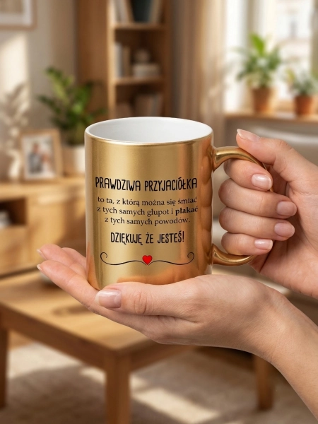 Kubek Złoty dla Przyjaciółki Personalizowany Imię Prezent na Urodziny Święta Mega Prezencik