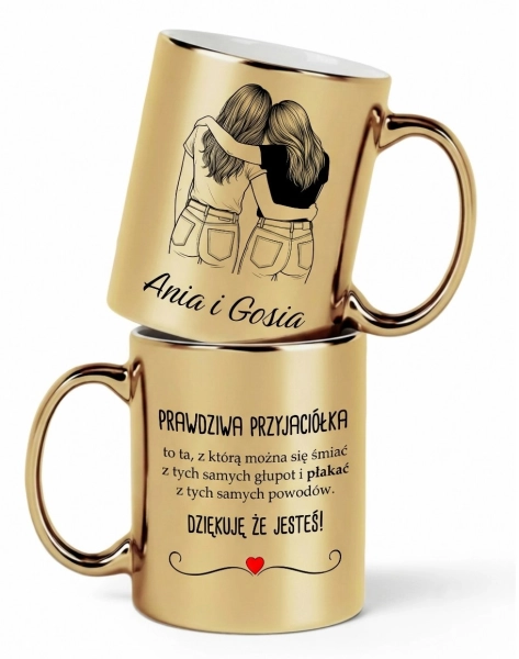 Kubek Złoty dla Przyjaciółki Personalizowany Imię Prezent na Urodziny Święta Mega Prezencik