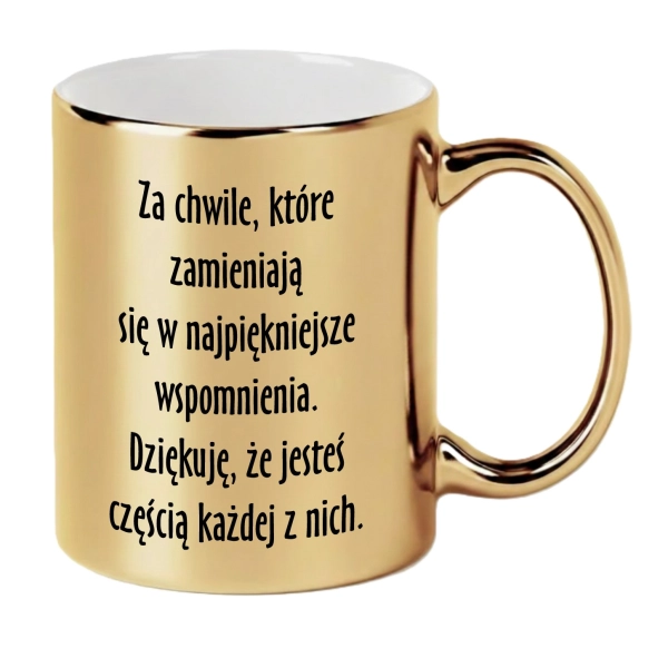 Złoty Kubek dla Przyjaciółki Prezent na Urodziny Dzień Kobiet Na Zawsze Razem Mega Prezencik