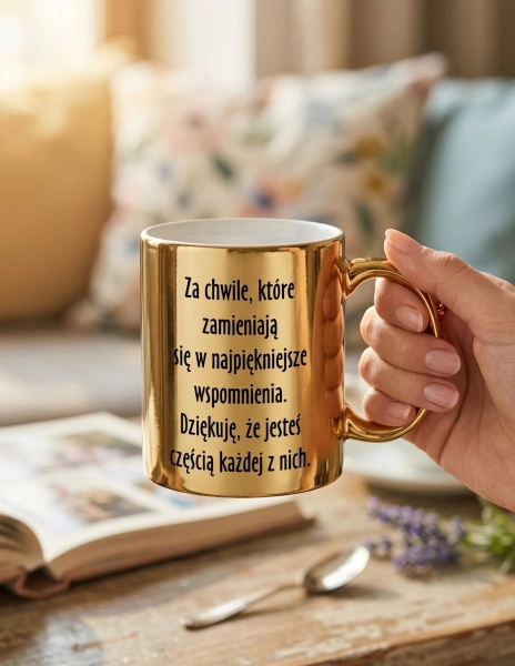 Złoty Kubek dla Przyjaciółki Prezent na Urodziny Dzień Kobiet Na Zawsze Razem Mega Prezencik