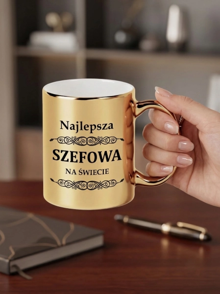 Złoty Kubek Najlepsza Szefowa Na Świecie Prezent Dla Szefowej Kierowniczki Mega Prezencik