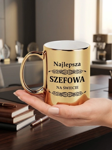 Złoty Kubek Najlepsza Szefowa Na Świecie Prezent Dla Szefowej Kierowniczki Mega Prezencik