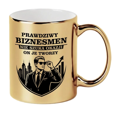 Złoty Kubek Prezent Dla Szefa Biznesmena Mężczyzny Prawdziwy Biznesmen 330ml