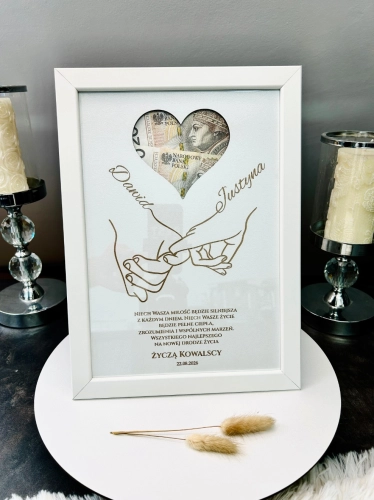 Ramka na Pieniądze Prezent na Ślub Pamiątka Ślubna Personalizowana Życzenia