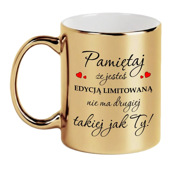 Złoty kubek na prezent dla niej edycja limitowana dla przyjaciółki mamy 330ml Mega PrezencikZłoty Kubek