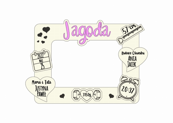 Ramka METRYCZKA projekt 1 MegaPrezencik.pl