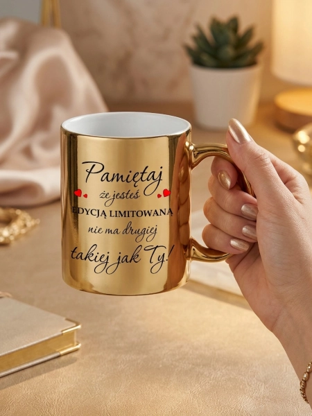 Złoty kubek na prezent dla niej edycja limitowana dla przyjaciółki mamy 330ml Mega Prezencik