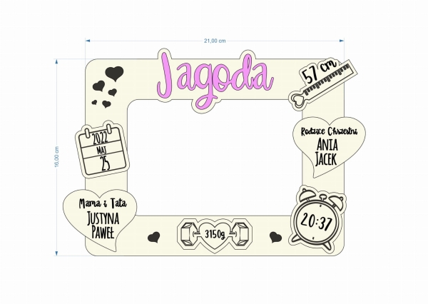 Ramka METRYCZKA projekt 2 MegaPrezencik.pl