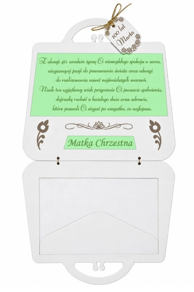 Personalizowany prezent na 40 urodziny dla kobiety ozdoba torebka złote cyfry Mega Prezencik