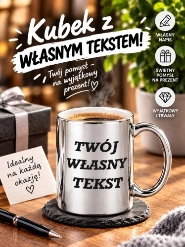 Srebrny Kubek z Własnym Nadrukiem – Twój Tekst, Twoja Historia 