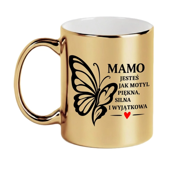 PREZENT DLA MAMY KUBEK ZŁOTY Na Dzień Matki Urodziny Imieniny Elegancja Napis Mega Prezencik