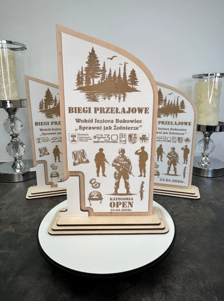 Statuetka Drewniana Personalizowana Puchar Trofeum Grawer Sklejka Na Zamówienie Mega Prezencik