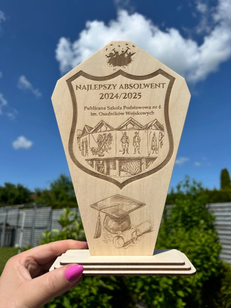 Statuetka Drewniana Personalizowana Puchar Trofeum Grawer Sklejka Na Zamówienie Mega Prezencik