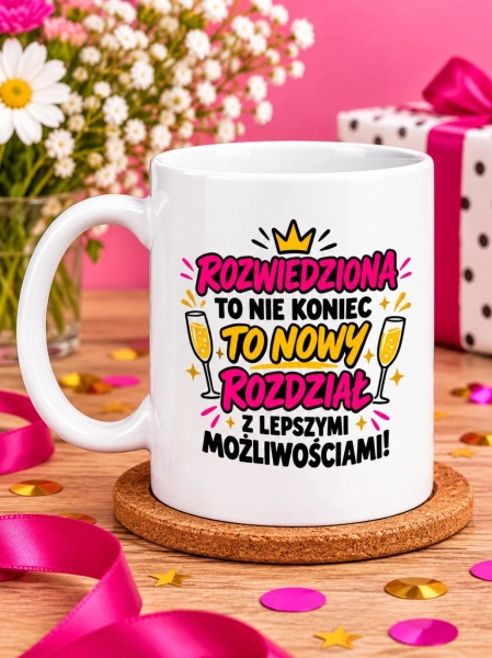 Kubek rozwód dla rozwiedzionej kobiety z napisem śmieszny prezent Mega Prezencik