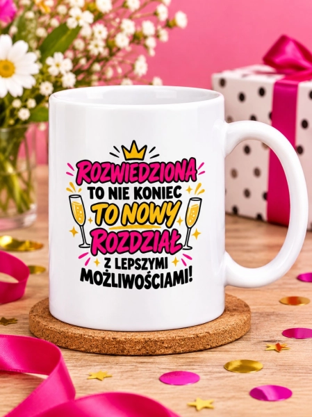 Kubek rozwód dla rozwiedzionej kobiety z napisem śmieszny prezent Mega Prezencik