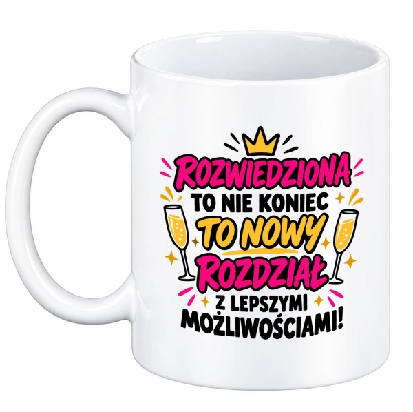 Kubek rozwód dla rozwiedzionej kobiety z napisem śmieszny prezent Mega Prezencik