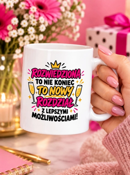 Kubek rozwód dla rozwiedzionej kobiety z napisem śmieszny prezent Mega Prezencik
