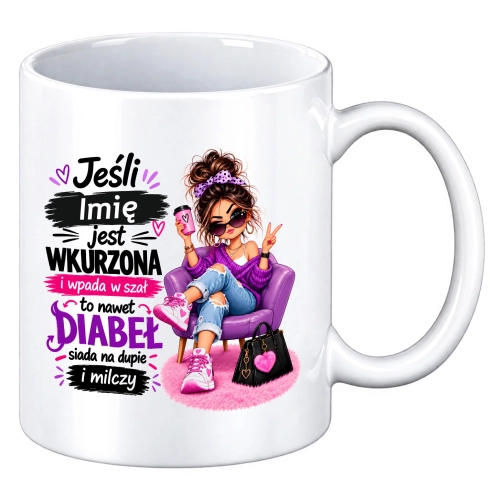 Kubek personalizowany z imieniem dla dziewczyny – nawet diabeł milczy!