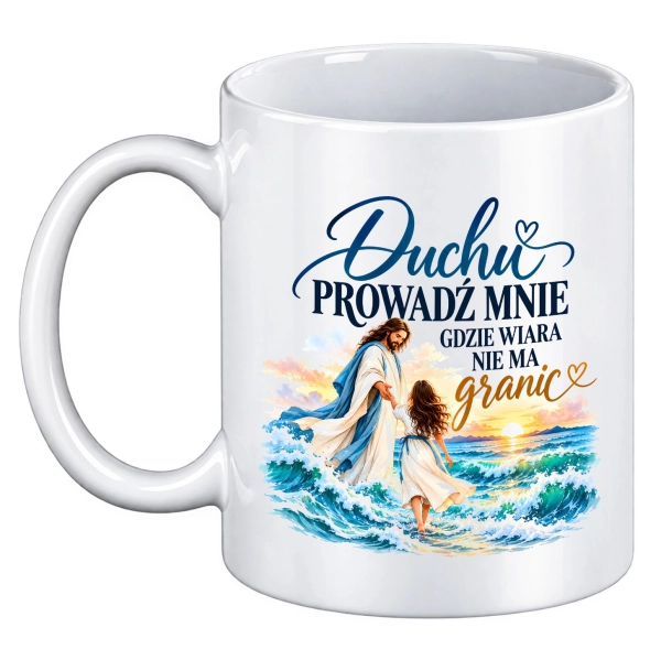Kubek religijny z Jezusem – Duchu, prowadź mnie, gdzie wiara nie ma granic Mega Prezencik