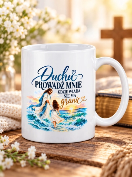 Kubek religijny z Jezusem – Duchu, prowadź mnie, gdzie wiara nie ma granic Mega Prezencik