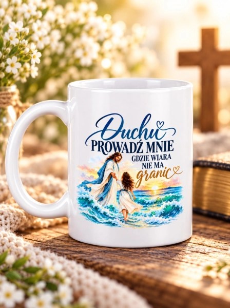 Kubek religijny z Jezusem – Duchu, prowadź mnie, gdzie wiara nie ma granic Mega Prezencik