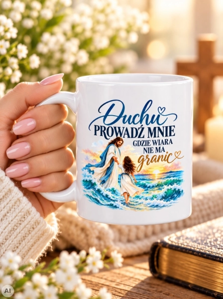 Kubek religijny z Jezusem – Duchu, prowadź mnie, gdzie wiara nie ma granic Mega Prezencik
