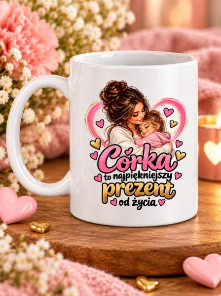 Kubek dla Córki Córka to najpiękniejszy prezent od życia wyjątkowy prezent od serca Mega Prezencik