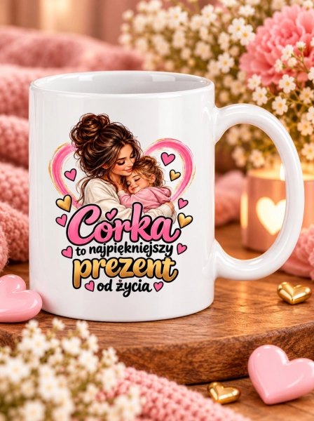 Kubek dla Córki Córka to najpiękniejszy prezent od życia wyjątkowy prezent od serca Mega Prezencik
