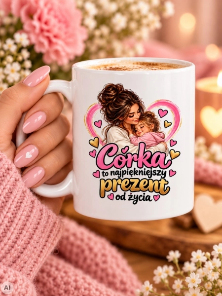 Kubek dla Córki Córka to najpiękniejszy prezent od życia wyjątkowy prezent od serca Mega Prezencik
