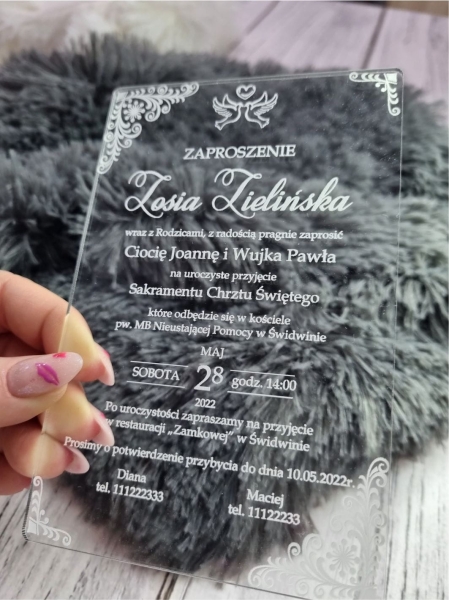 Zaproszenie na Chrzest Święty z pleksi 2 MegaPrezencik.pl