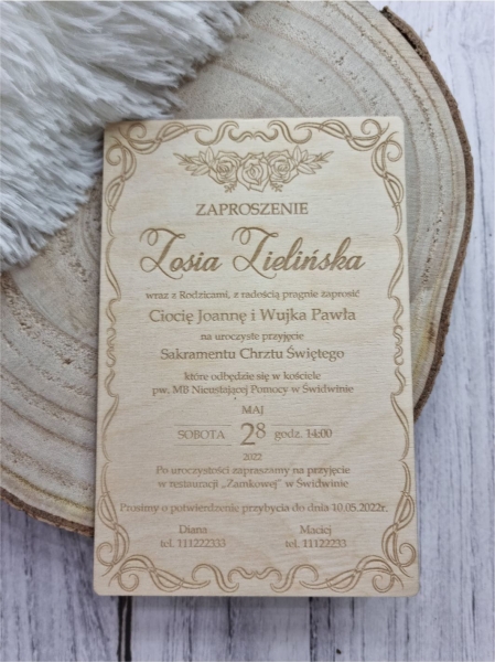 Zaproszenie na Chrzest Święty sklejka 1 MegaPrezencik.pl