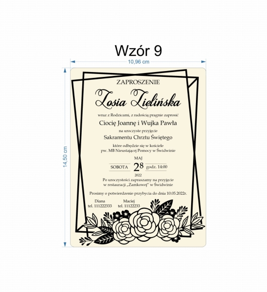 Zaproszenie na Chrzest Święty sklejka projekt 3 MegaPrezencik.pl