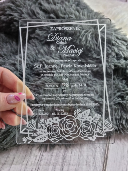 Zaproszenie na Ślub z pleksi 1 MegaPrezencik.pl