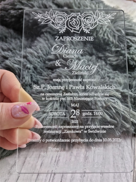 Zaproszenie na Ślub z pleksi 2 MegaPrezencik.pl
