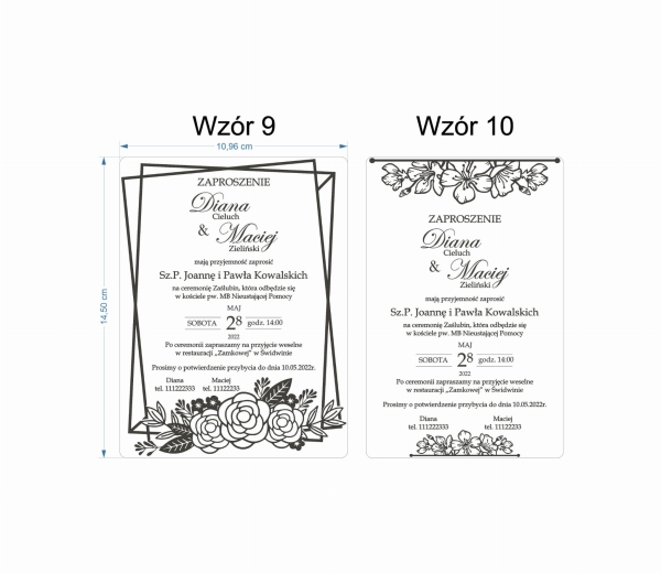 Zaproszenie na Ślub z pleksi projekt 3